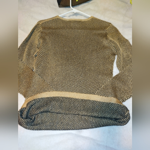 Jaeger Vintage Women's Medium Golden Sparkle Sweater Made in Great Britain - Picture 6 of 6